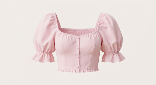 Trang phục đã chọn: áo peplum voan hồng nhạt